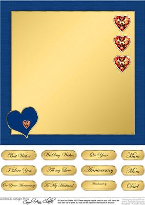 Elegant Hearts Matching 8 x 8 Insert Panel and Greetings