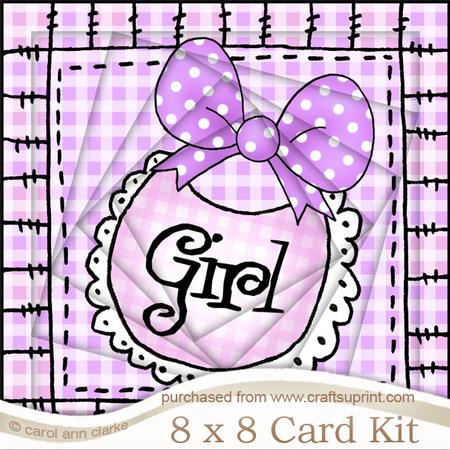 8 x 8 Baby Girl Bib Twisted Tunnel Card Kit