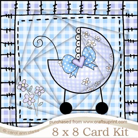 8 x 8 Baby Boy Pram Twisted Tunnel Card Kit
