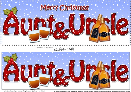 Large DL Merry Christmas AUNT & UNCLE with Whisky 3D decoupage
