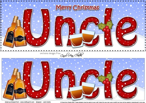 Large DL Merry Christmas UNCLE with Whisky 3D decoupage