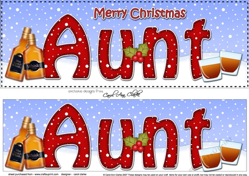 Large DL Merry Christmas AUNT with Whisky 3D decoupage