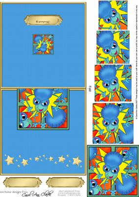 Aliens Easy Over the Edge Card with Spiral Pyramid