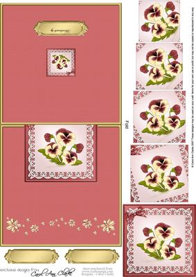 Pansy on Lace Easy Over the Edge Card N Spiral Pyramid