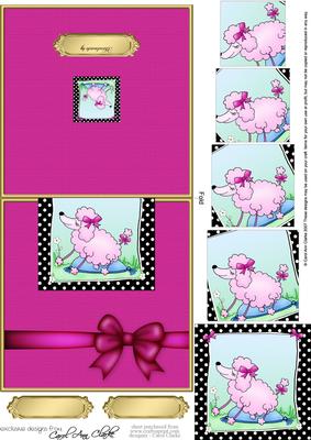 Cute Poodle Easy Over the Edge Card N Spiral Pyramid