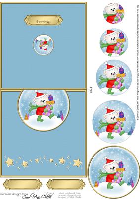 Xmas Teddy Easy Over the Edge Card N Circle Pyramid