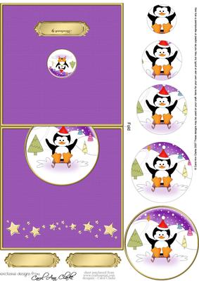 Xmas Penguin Easy Over the Edge Card N Circle Pyramid