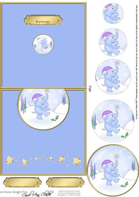 Xmas Elephant Easy Over the Edge Card N Circle Pyramid