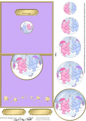 Xmas Elephants Easy Over the Edge Card N Circle Pyramid