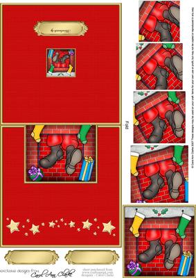 Santa Got Stuck Easy Over the Edge Card N Spiral Pyramid