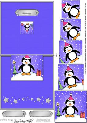 Xmas Penguin Easy Over the Edge Card N Spiral Pyramid