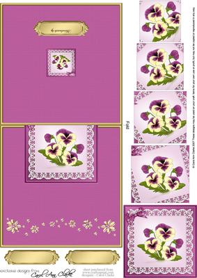 Pansy on Lace Easy Over the Edge Card N Spiral Pyramid
