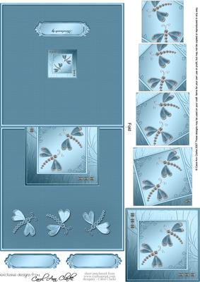 Diamante Dragonflies Easy Over the Edge Card N Spiral Pyrami