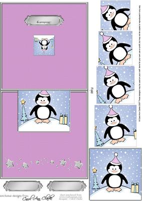 Cute Christmas Penguin No-Hole Over the Edge & Spiral Pyramid