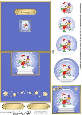 Xmas Teddy Snowglobe No-hole Over the Edge N Circle Pyramid