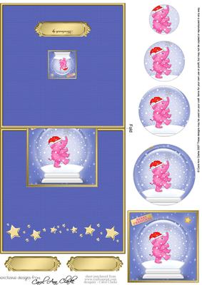Xmas Elephant Snowglobe No-hole Over the Edge Circle Pyramid