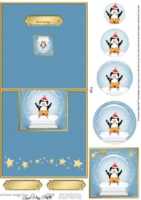 Xmas Penguin Snowglobe No-hole Over the Edge Circle Pyramid