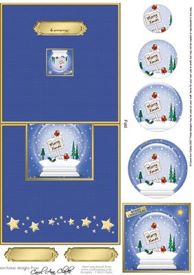 Xmas Robins Snowglobe No-hole Over the Edge Circle Pyramid