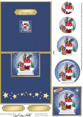Santa Stuck Snowglobe No-hole Over the Edge Circle Pyramid