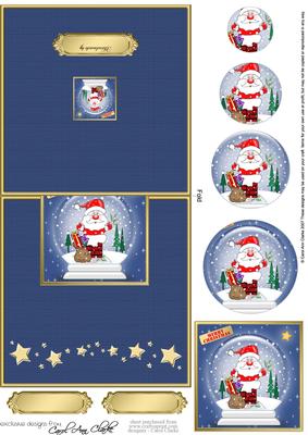 Santa Stuck Snowglobe No-hole Over the Edge Circle Pyramid
