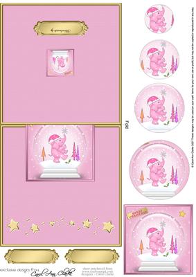 Xmas Elephant Snowglobe No-hole Over the Edge Circle Pyramid
