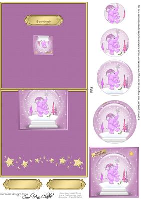 Xmas Elephant Snowglobe No-hole Over the Edge Circle Pyramid