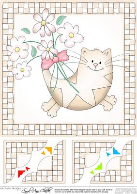 Cute Cat - 8 x 8 Scalloped Corner Topper 