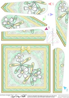 Dreamy Dragonflies Quick Card with Fan Pyramage Topper