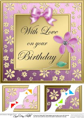 8 x 8 Floral Elegance Birthday Scalloped Corner Topper