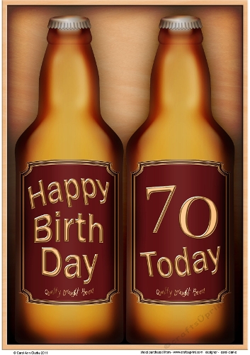 A4 -  Happy Birthday - 70 Today! Beer Bottles Gift Set Card Topper