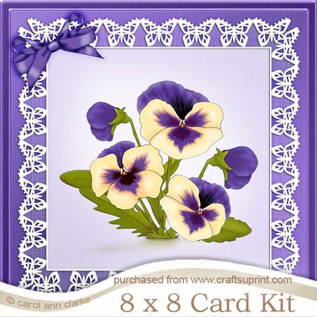 8 x 8 Pansy on Butterfly Lace Kit with 3D Decoupage