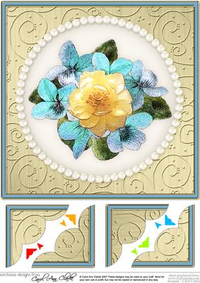 8 x 8 Flowers and Pearls - 8 x 8 Scalloped Corner Topper 