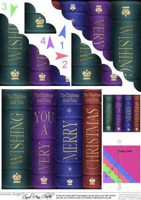 Merry Christmas Books Scallop Corner Side Stacker Topper