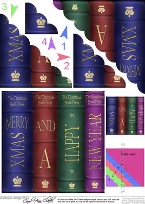 Merry Christmas Books Scallop Corner Side Stacker Topper