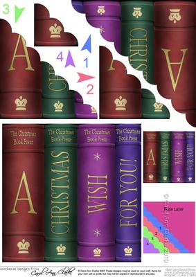 Merry Christmas Books Scallop Corner Side Stacker Topper