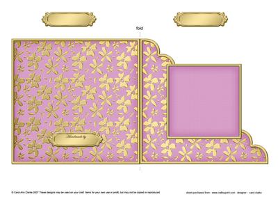 Gold Floral Cut and Fold Corner Card Plain Card Base
