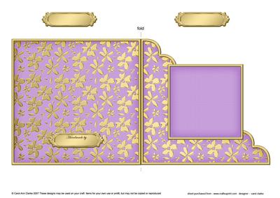 Gold Floral Cut and Fold Corner Card Plain Card Base