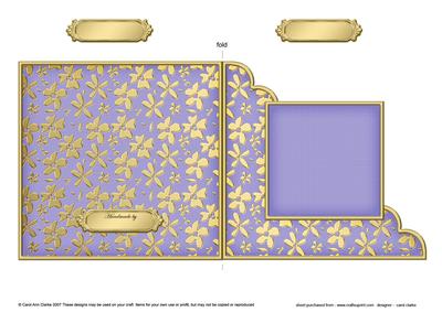 Gold Floral Cut and Fold Corner Card Plain Card Base