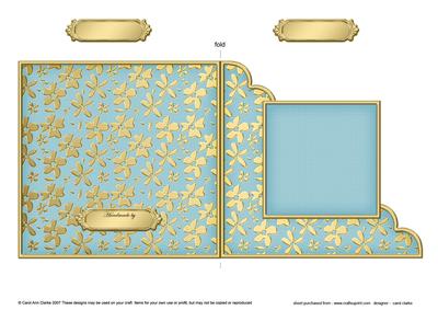 Gold Floral Cut and Fold Corner Card Plain Card Base