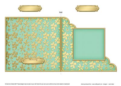 Gold Floral Cut and Fold Corner Card Plain Card Base