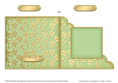 Gold Floral Cut and Fold Corner Card Plain Card Base