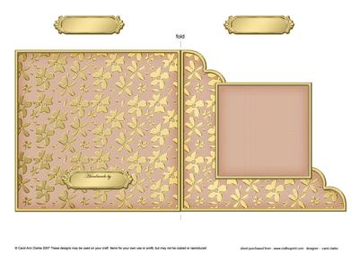 Gold Floral Cut and Fold Corner Card Plain Card Base