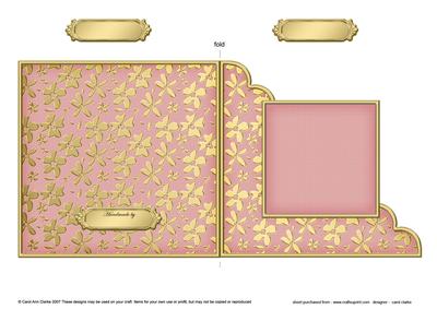 Gold Floral Cut and Fold Corner Card Plain Card Base