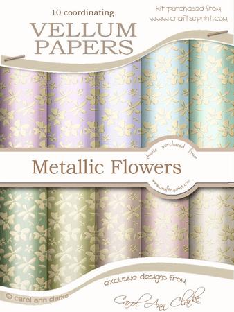 Gold Metallic Flowers Matching Vellum Kit