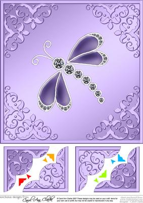 8 x 8 Dragonfly Scalloped Corner Topper