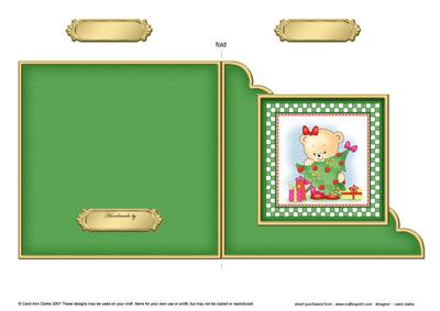 Cute Hunney Bear Rosie has a Christmas Tree - Cut and Fold Corner Card
