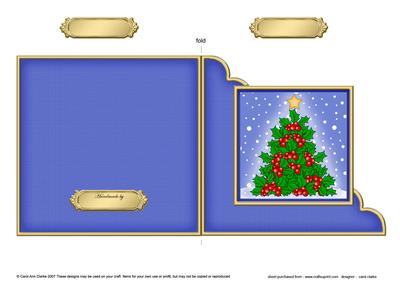 Christmas Holly Tree Cut and Fold Corner Card