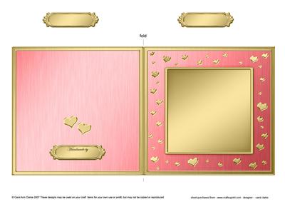 Square Metallic Romantic Hearts Plain Card Base Portrait