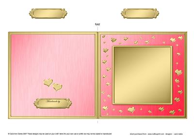 Square Metallic Romantic Hearts Plain Card Base Portrait