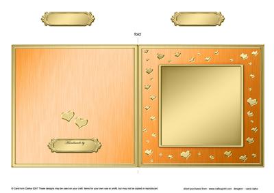 Square Metallic Romantic Hearts Plain Card Base Portrait